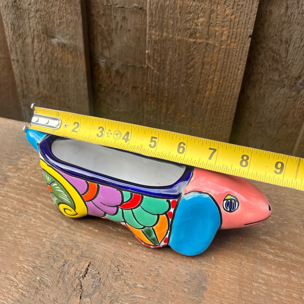 Mexican Talavera Dachshund/Wiener Dog Planter. - Picture 7 of 7